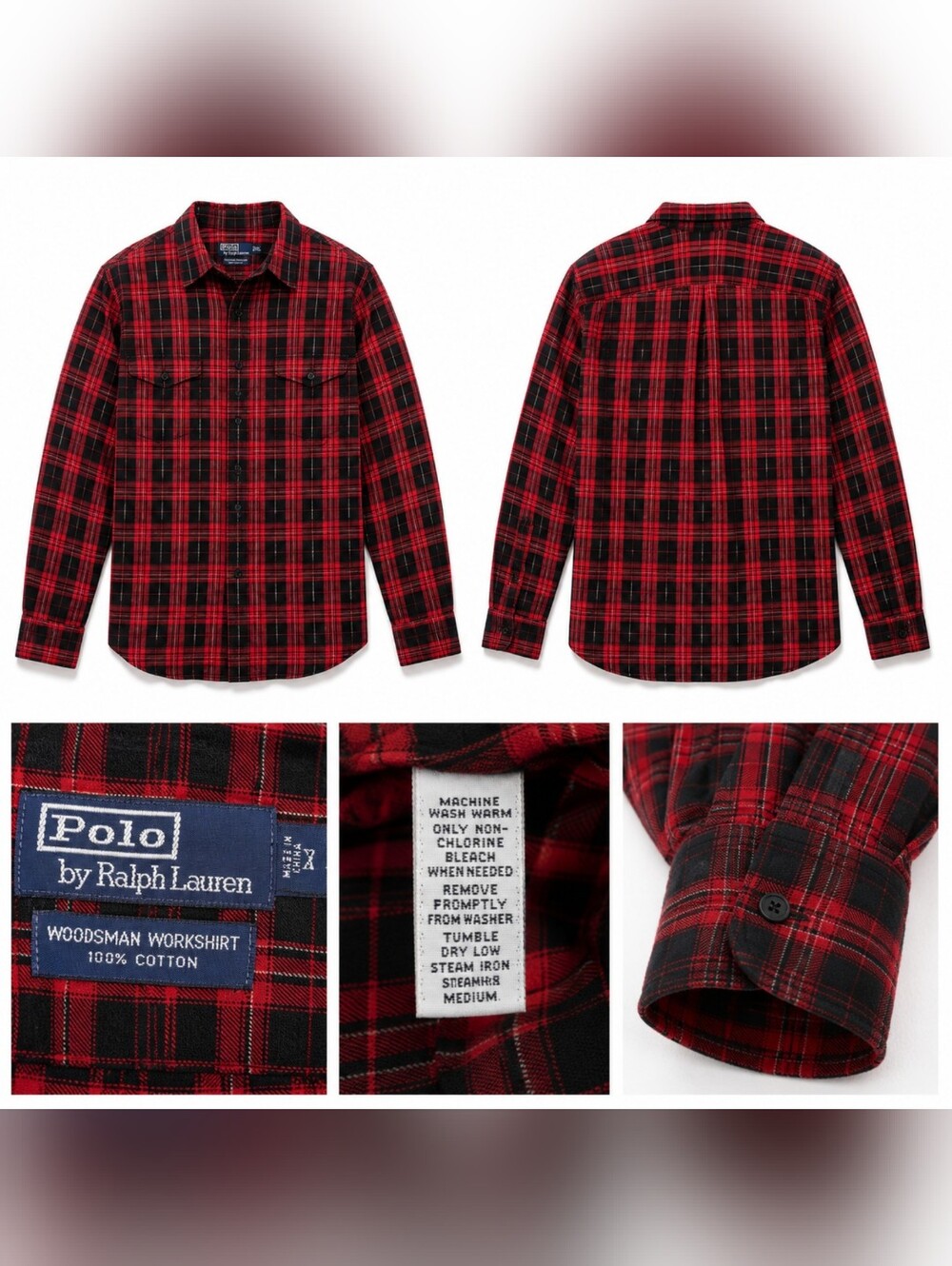 Polo by Ralph Lauren Red and Black Plaid Button-Down Shirt